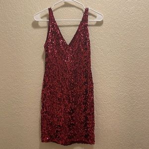 Red sparkle mini dress